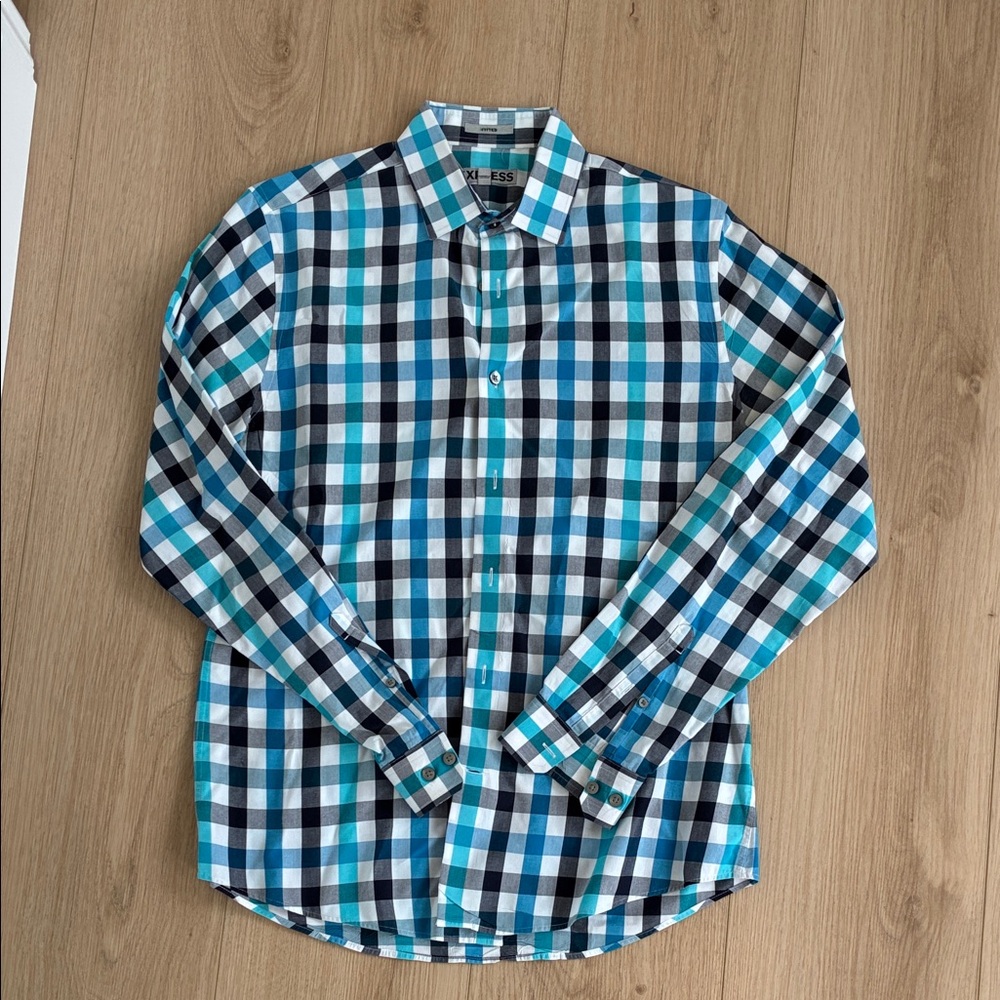Express Men's Checkered Shirt - Blue, Black, White